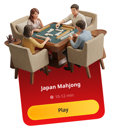 Japan Mahjong room card with players at a table
