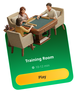 Training Room card with a 3D mahjong table scene